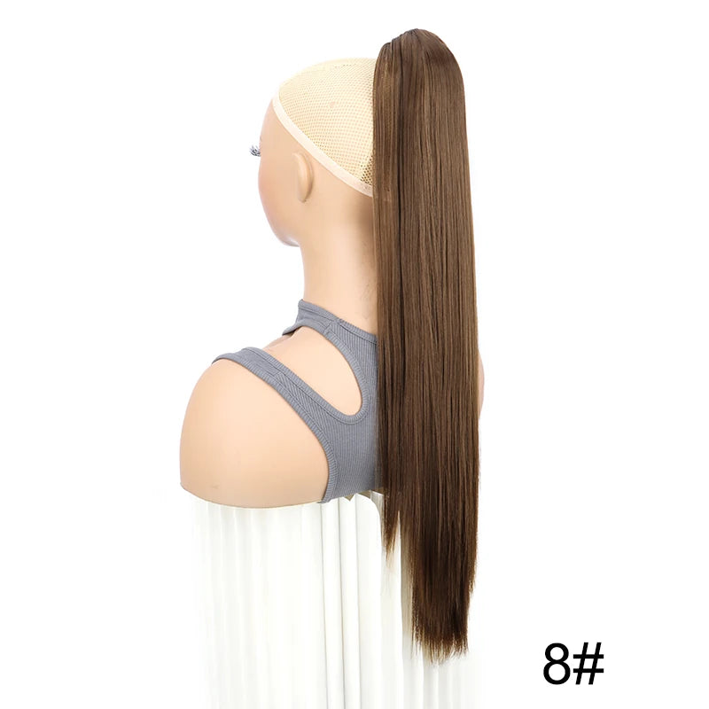 Syntheitc Claw Clip On Long Straight Ponytail Hair Extension Black Brown Blonde for Women