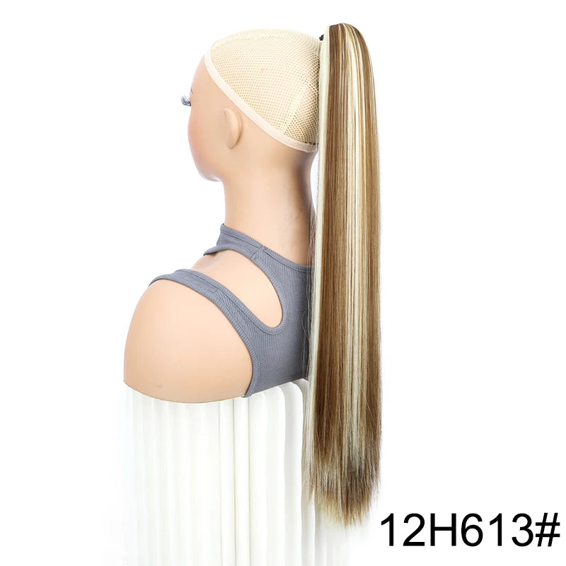 Syntheitc Claw Clip On Long Straight Ponytail Hair Extension Black Brown Blonde for Women