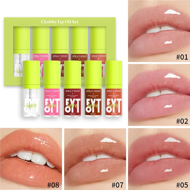 5pcs Sext Lip Oil Hydrating Plumping Lip Coat For Lipstick Lipgloss Tinted Lip Plumper Serum Lips Glow Oil Treatment Cosmetic