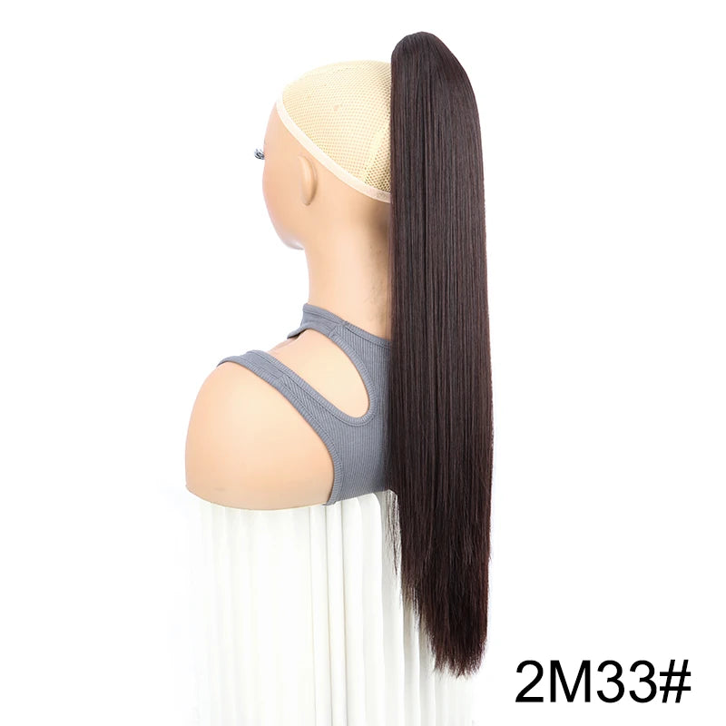 Syntheitc Claw Clip On Long Straight Ponytail Hair Extension Black Brown Blonde for Women