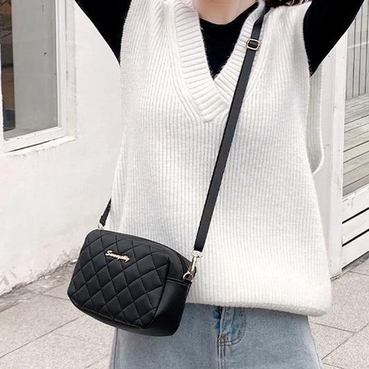 Simple Style Small Shoulder Bags For Women Solid Color Pu Leather Wide Strap Crossbody Bag Female Phone Purse Messenger Handbag