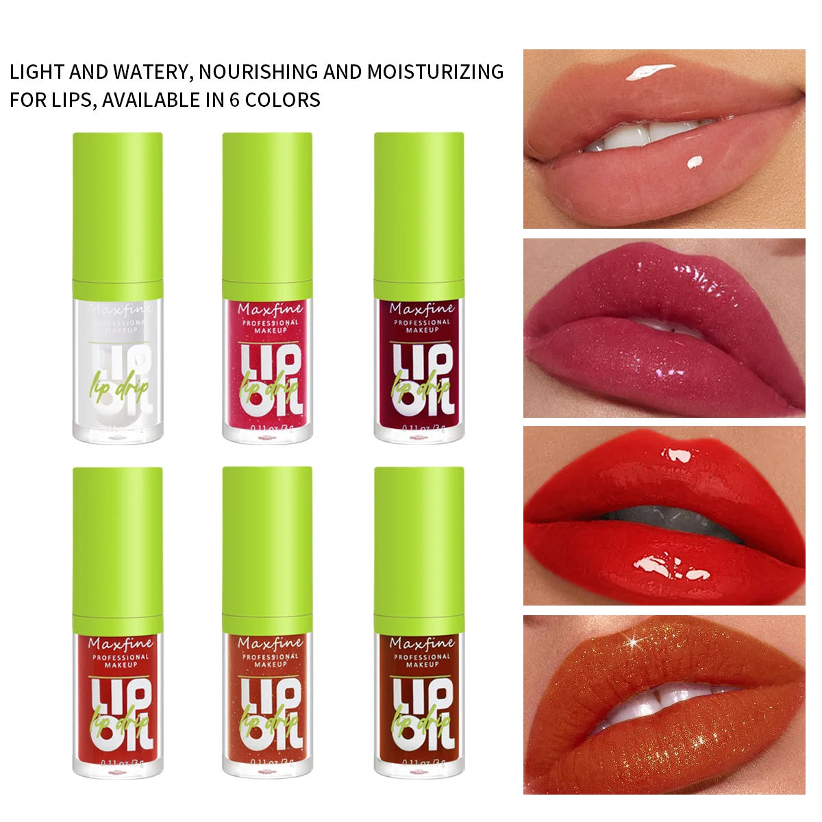 Lip Gloss Waterproof Long-term Moisturizing Non-stick Cup Non-fading Liquid Green Packaging Lip Gloss Cosmetics