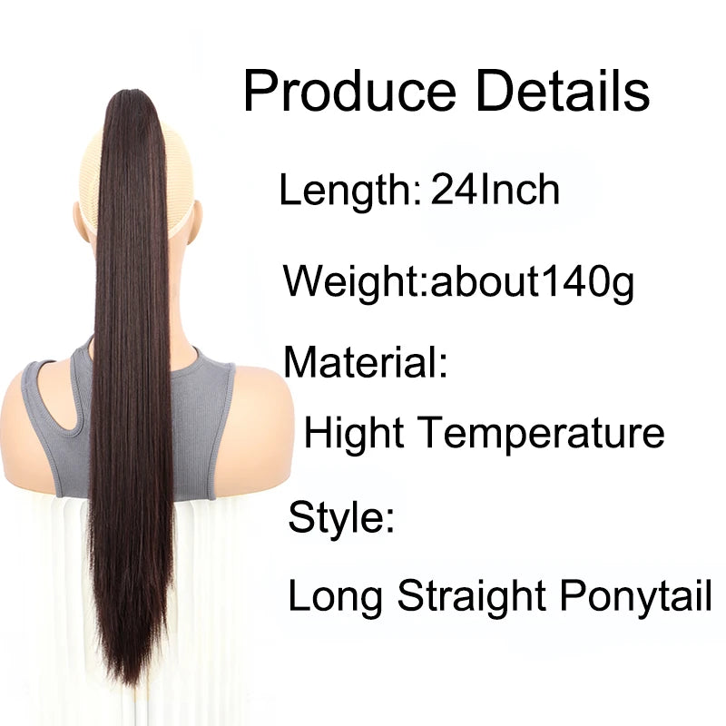 Syntheitc Claw Clip On Long Straight Ponytail Hair Extension Black Brown Blonde for Women