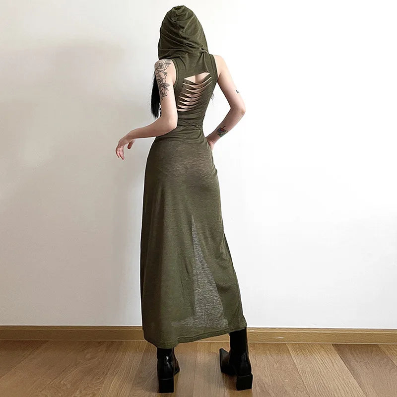 Dresses Midi Dress Women Sexy Split Side Solid Streetwear