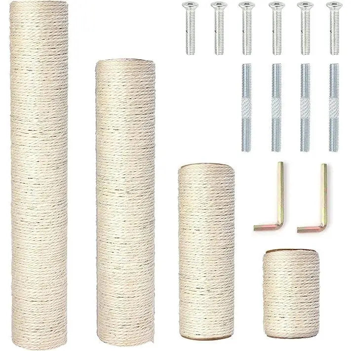 Natural Sisal scraper post for cats-various sizes available 10mm spare scratch screw for cats beige-natural Sisal with thread-good quality spare parts sisal posts