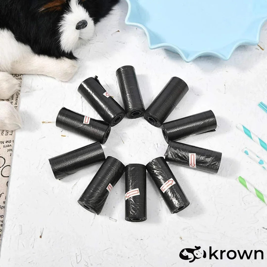 KROWN Dog Poop Bags 150/300/600/900/1200/1500 Bag Multicolor or Black Poop Dog Bag Pet Dog Bag Black and Multicolor Animal Stool Bags